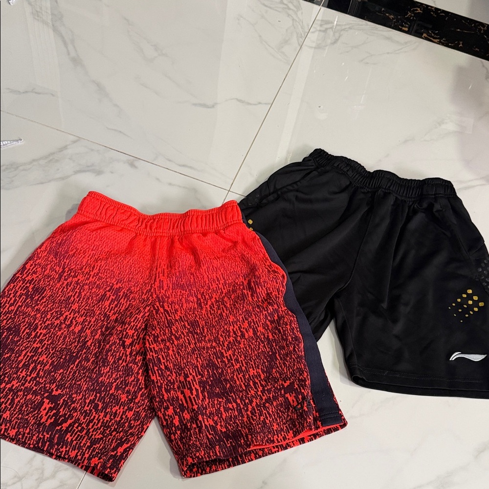 Two Athletic Shorts - Neon Red/Black
